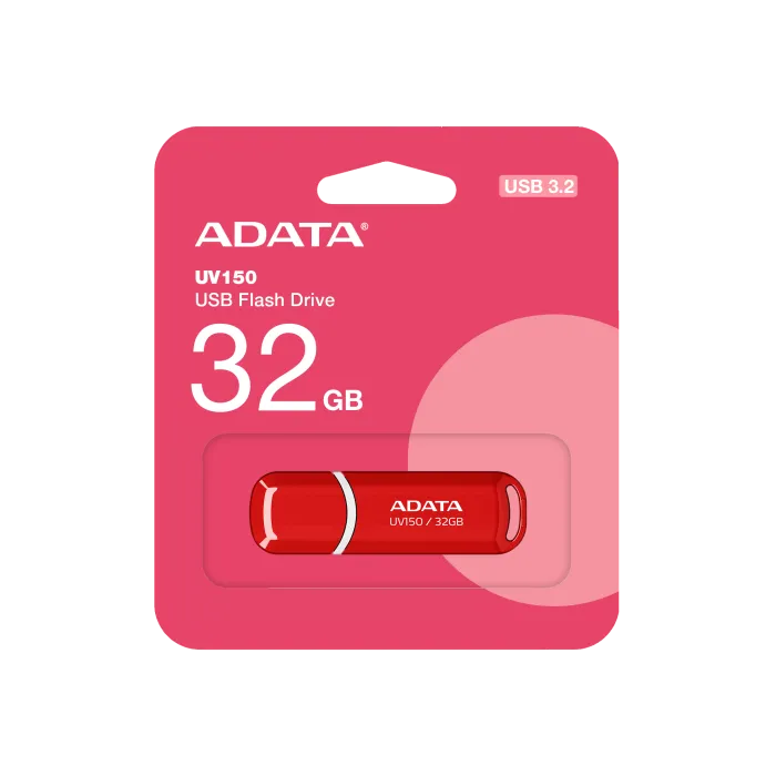 ADATA UV150 32 GB USB 3.2 – червена флаш памет (AUV150-32G-RRD)