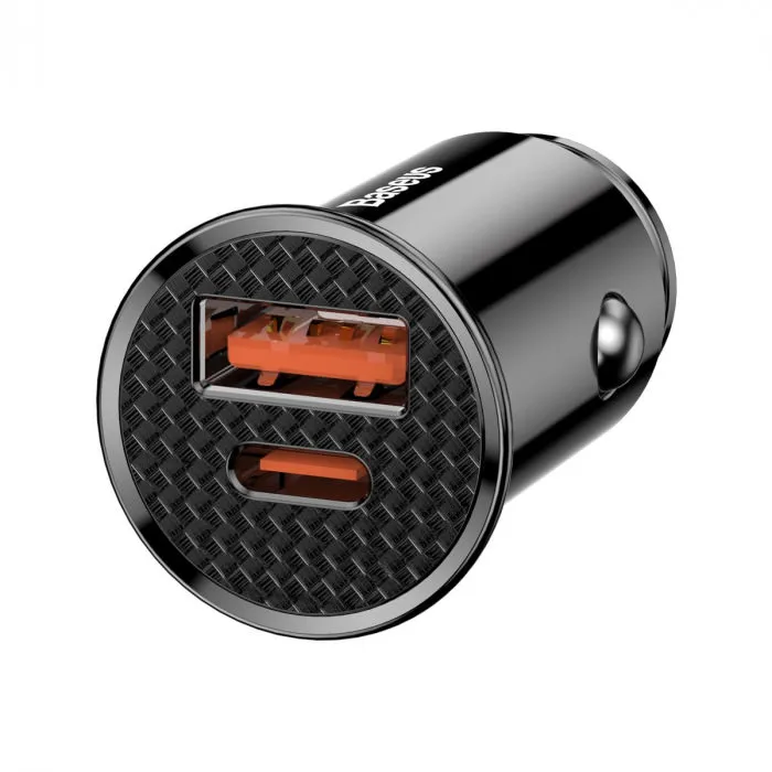 Зарядно за кола Baseus Dual USB   USB-C QC 3.0, 30W, черно