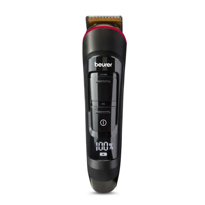 Машинка за подстригване, Beurer MN4X beard styler, 2 Attachments, slim titanium contour blade, Battery and mains operation, LED display, 10 cutting lengths, 2 comb attachments with length adjustment: 3–7 and 8–12 mm,Water-resistant