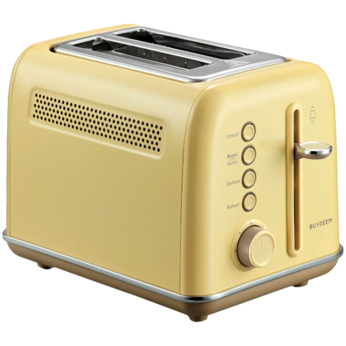 BUYDEEM Classic 2-Slice Metal Toaster DT620 EU – тостер за 2 филии, 7 степени, слотове 1.4", Mellow Yellow