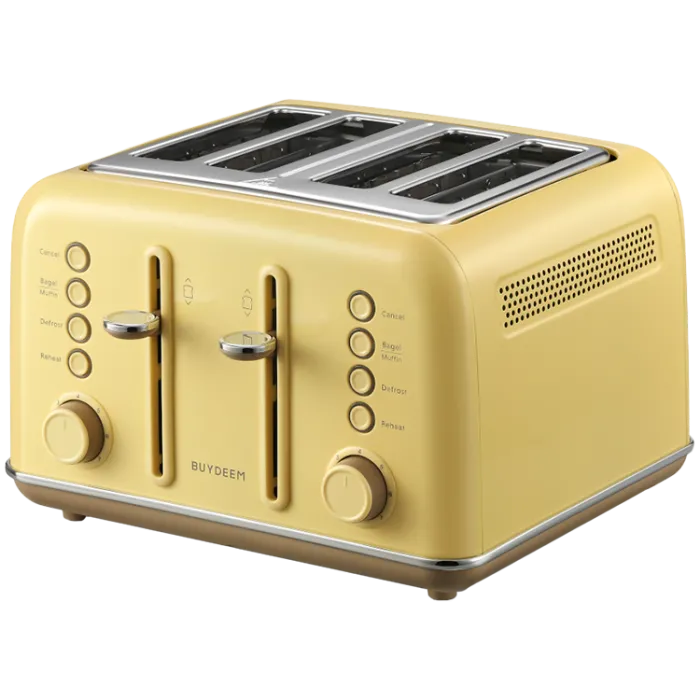 BUYDEEM Classic 4-Slice Metal Toaster DT640 EU Mellow Yellow – 4 слота 1.4", dual независим контрол, 7 степени, 1800W