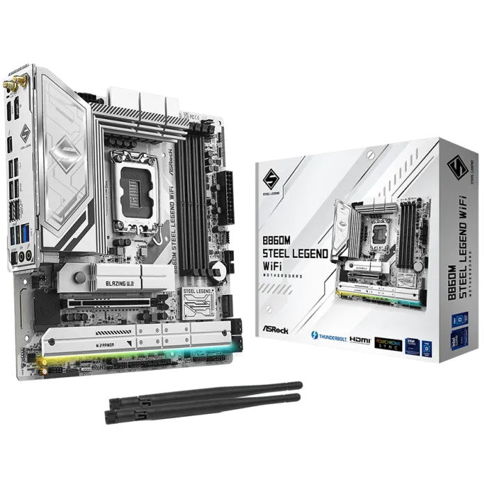 Дънна платка ASRock B860M Steel Legend WiFi, LGA1851, DDR5 8666+ OC, PCIe 5.0, 4 x M.2, Wi-Fi 6E