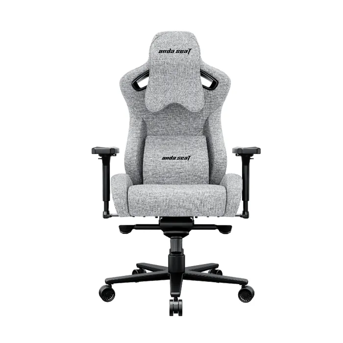 Геймърски стол Anda Seat Kaiser 2 Pro, XL, сива текстилна тапицерия, ергономичен, 4D подлакътници, до 150 kg, възглавници за глава и кръста