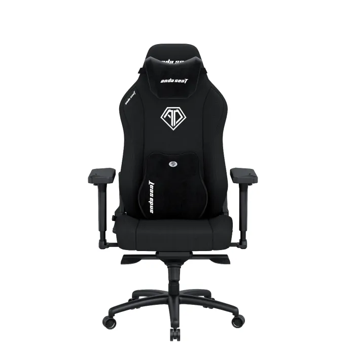 Геймърски стол Anda Seat Phantom 3 XL, текстилен, черен, ергономичен, 4D подлакътници, максимално натоварване 150 kg, възглавнички за глава и кръста