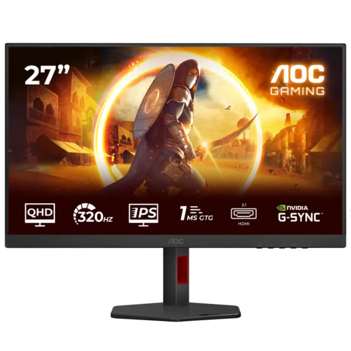 Гейминг монитор AOC Q27G4SRU, 27" Fast IPS, QHD 2560x1440, 320Hz, 1ms GtG, Adaptive-Sync, 2x HDMI, DisplayPort, USB хъб