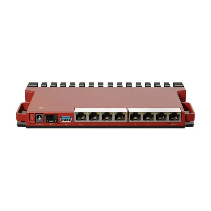 Кабелен Ethernet рутер MikroTik L009UiGS-RM, 8 гигабитови Ethernet порта, SFP 2.5G, PoE-in/пасивен PoE-out на Ether8, USB 3.0, RouterOS v7, rackmount 1U