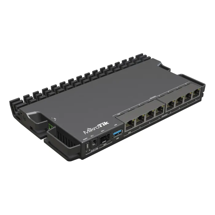 Кабелен рутер MikroTik RB5009UPR+S+IN, 7 x Gigabit Ethernet, 2.5G Ethernet, 10G SFP+, PoE-in/PoE-out, 1 GB DDR4, RouterOS v7