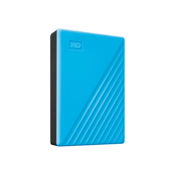 Преносим външен твърд диск Western Digital My Passport, 4 TB, USB 3.0, съвместимост с USB 2.0, син, защита с парола и хардуерно криптиране