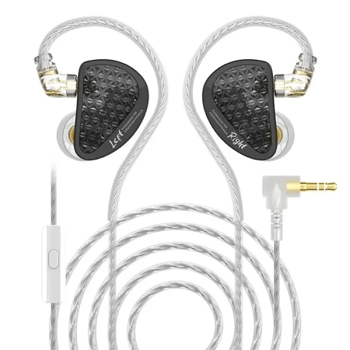 Професионални вътреушни слушалки KZ AS16 PRO, Hi-Fi, с микрофон, кабелни, 3.5 mm jack, 20–40000 Hz, 18 Ω, черни