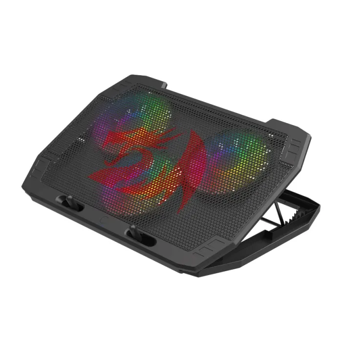 Охлаждаща поставка за лаптоп REDRAGON GCP511 Ingrid, 15–17", 3 вентилатора 120 mm, 1100 RPM, въздушен поток 70 CFM, RGB подсветка, 2 USB порта