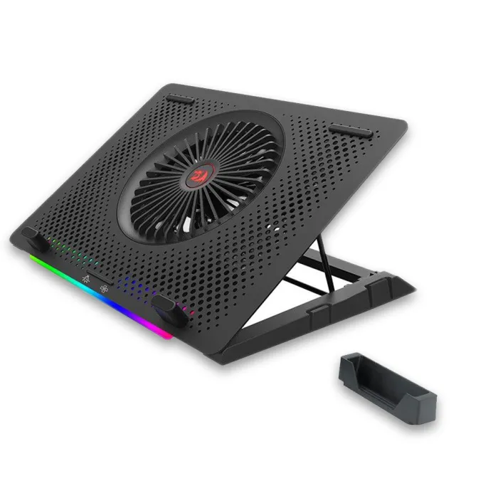 Активна охлаждаща поставка за лаптоп REDRAGON GCP500 Ivy, до 15,6 инча, 5 вентилатора, регулируем наклон, RGB подсветка, 2 USB порта, черна
