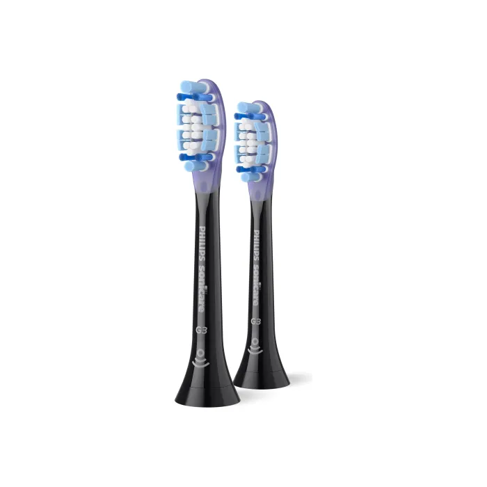 Резервни глави за електрическа четка за зъби Philips Sonicare G3 Premium Gum Care, 2 броя, меки влакна, черни, Click-on, Smart Brush Head Recognition