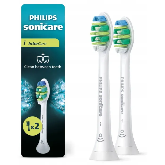 Резервни глави за електрическа четка за зъби Philips Sonicare InterCare HX9002/87, 2 броя, средно меки влакна, Click-on, бели, със smart brush head recognition