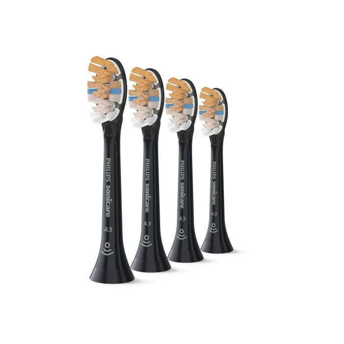 Резервни глави за електрическа четка за зъби Philips Sonicare Premium All-in-One A3 HX9094/88, 4 бр., черни, меки, Click-on, с интелигентно разпознаване