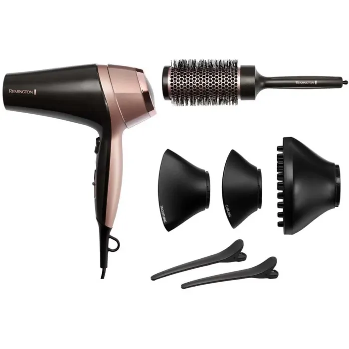 Сешоар Remington Curl & Straight Confidence D5707, 2200 W, йонизация, 90 km/h, дифузер и 45 mm четка