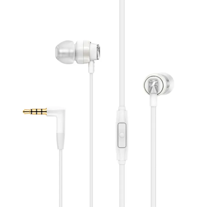 Слушалки Sennheiser CX 300S White – жични in-ear слушалки с микрофон и подсилен бас, бели