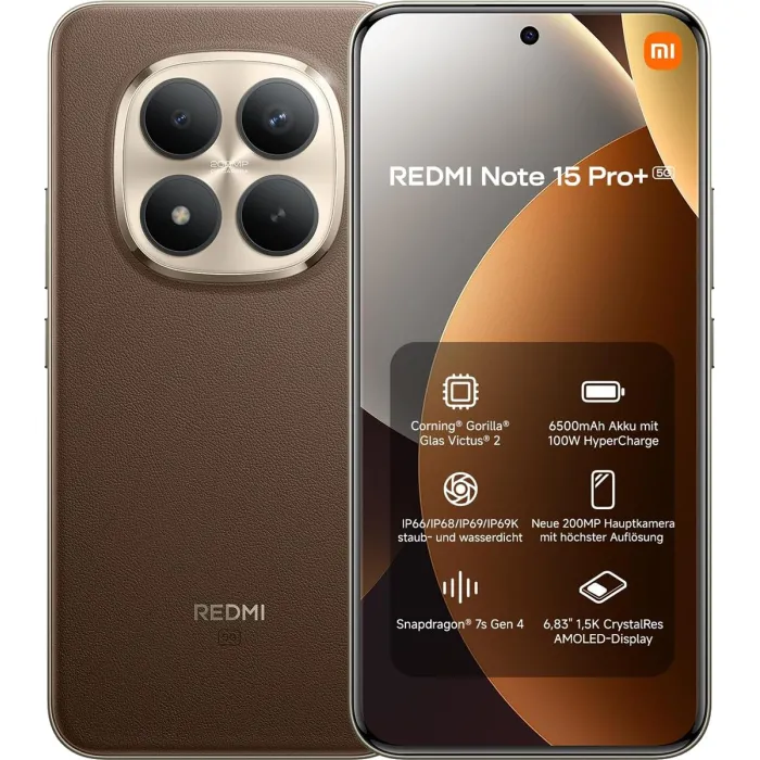 Смартфон Xiaomi REDMI Note 15 Pro+ 5G 8GB/256GB, 200MP, Mocha Brown