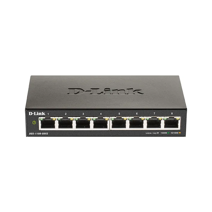 Суич D-Link DGS-1100-08V2, 8 портов 10/100/1000 Gigabit Smart Switch, управляем,