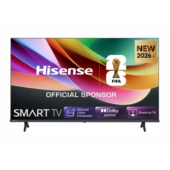 Телевизор HISENSE A4S, 32" (81.28 см), HD 1366x768, Direct LED, Smart TV, VIDAA U7, Wi-Fi, DVB-T2/C/S2, 2 HDMI, 2 USB