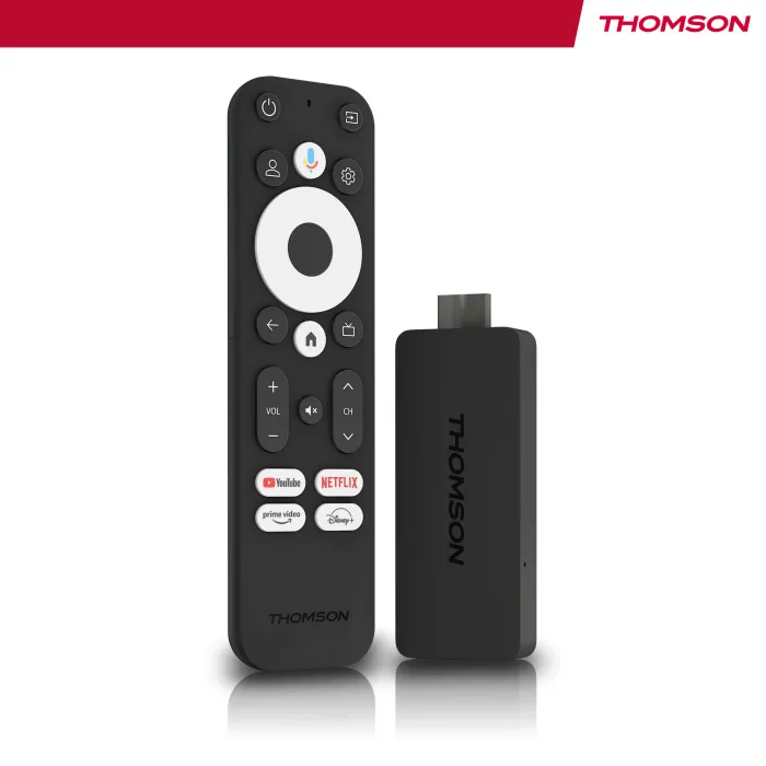 THOMSON Streaming Stick 140G 4K UHD – Google TV (Android 12), Google Cast, гласово управление, Dolby Digital+ / Atmos