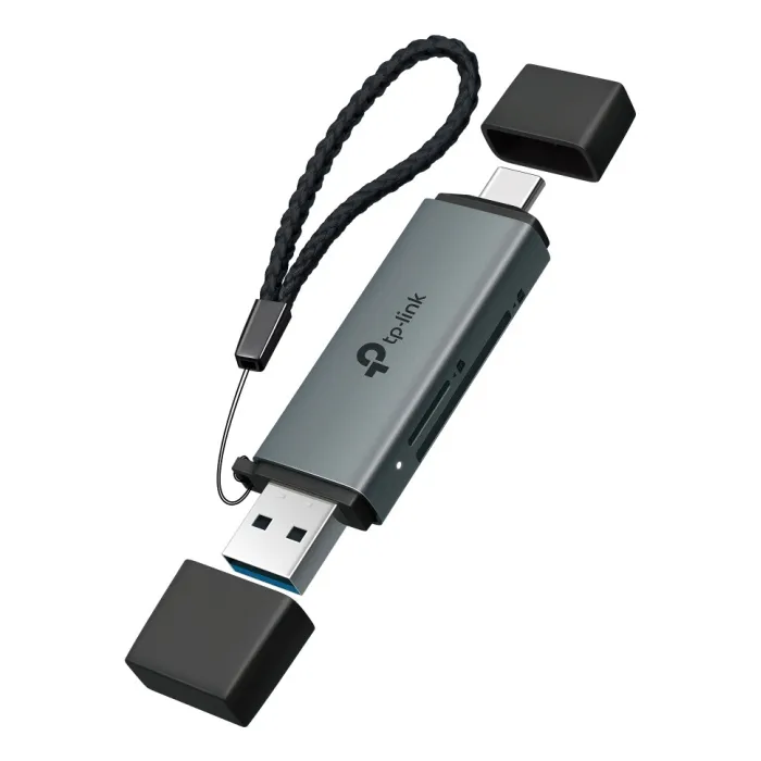 Четец на карти памет TP-LINK UA430D, USB 3.0 Type-C и Type-A, SD и microSD, UHS-I до 200 MB/s, до 2 TB, черен