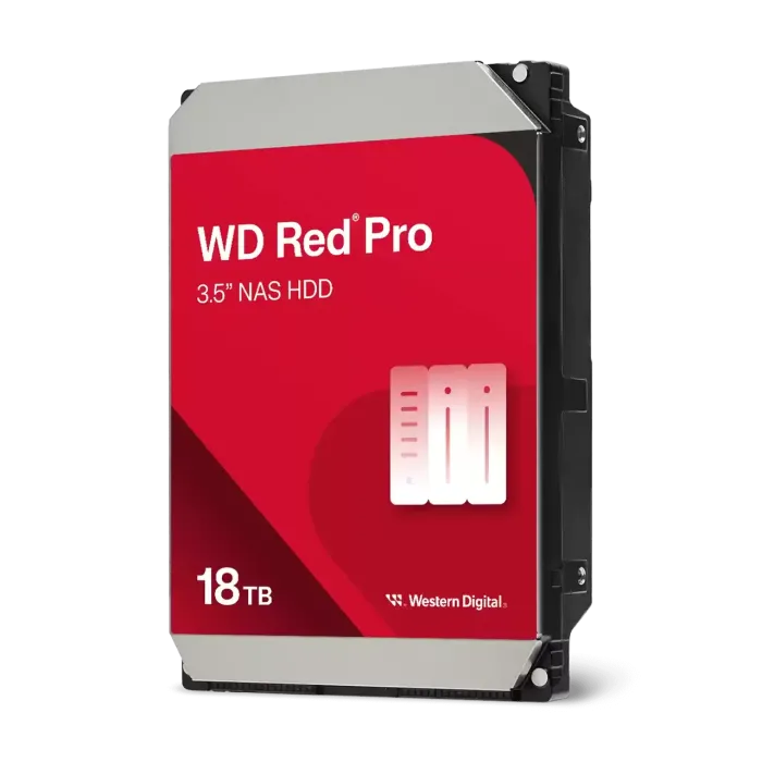 Твърд диск WD Red Pro WD181KFGX, 18 TB, за NAS, 3.5", SATA3 6 Gb/s, 7200 rpm, 512 MB буфер
