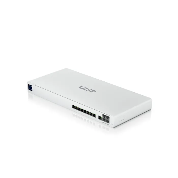 Кабелен рутер UBIQUITI UISP-R-Pro, 8 x GbE LAN, 1 x GbE WAN, 4 x 1/10G SFP+, 4 GB DDR4, 16 GB eMMC, 1,3" сензорен дисплей