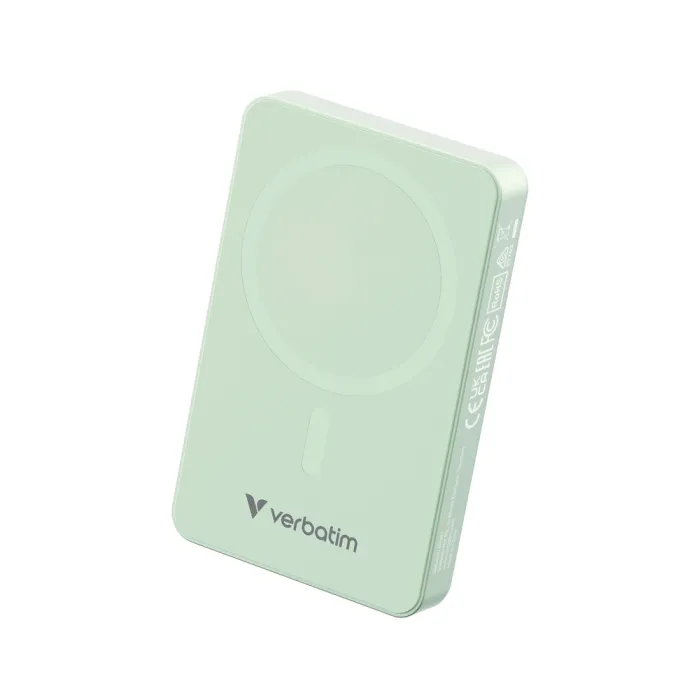 Външна батерия Verbatim Charge 'n' Go Essentials 10000 mAh – магнитно зареждане 15 W, USB-C PD 20 W, зелена
