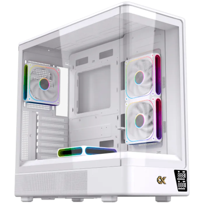 Xigmatek Moon DGT Arctic White E-ATX кутия с Digital LCD и 4 ARGB PWM вентилатора